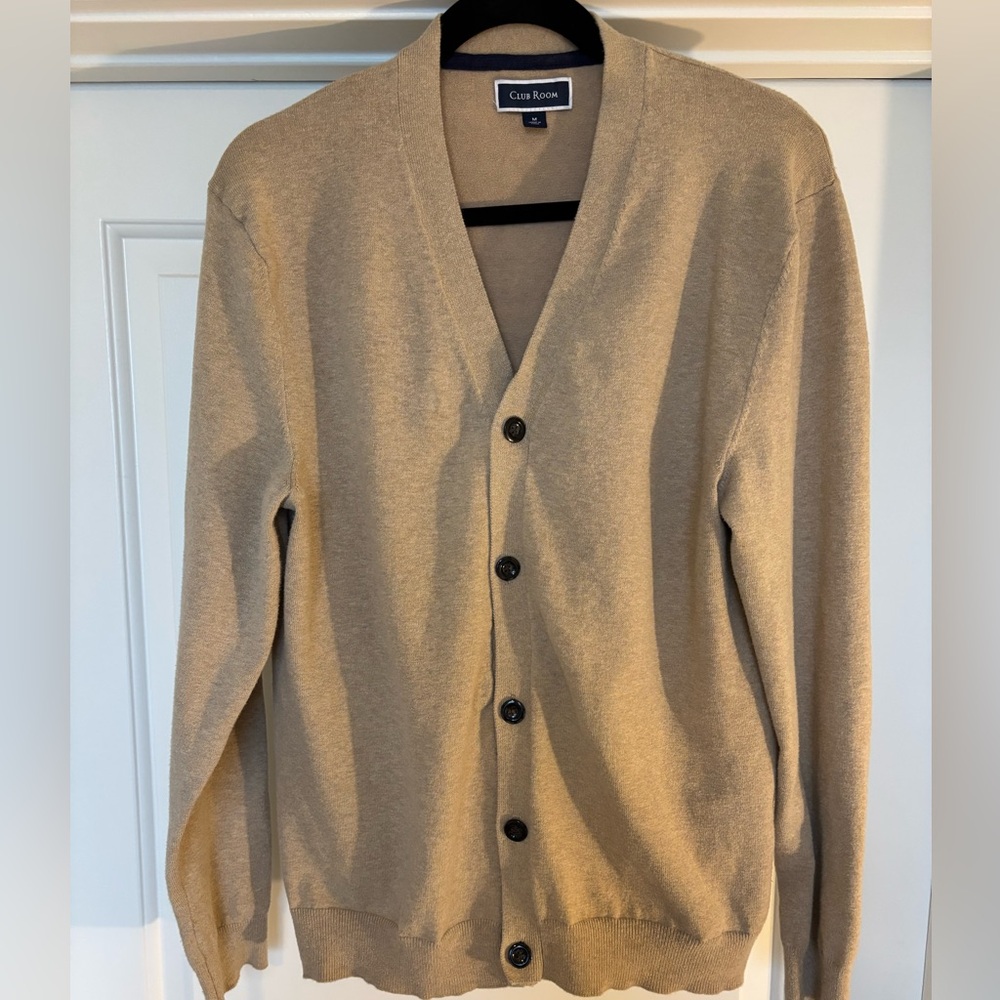 Club Room Beige Button-Up Cardigan